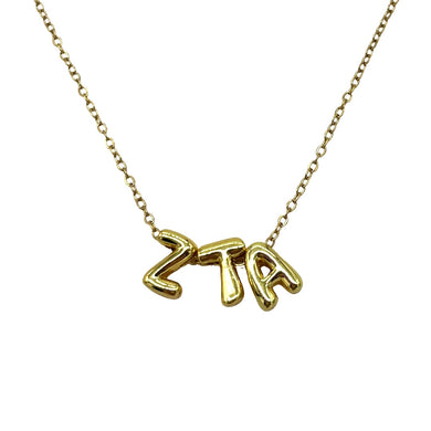 ZETA TAU ALPHA BUBBLE LETTER NECKLACE