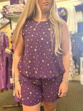 PURPLE & GOLD METALLIC STAR BUBBLE HEM TOP