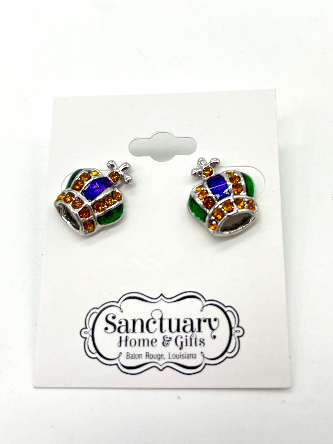 MARDI GRAS CROWN POST EARRINGS