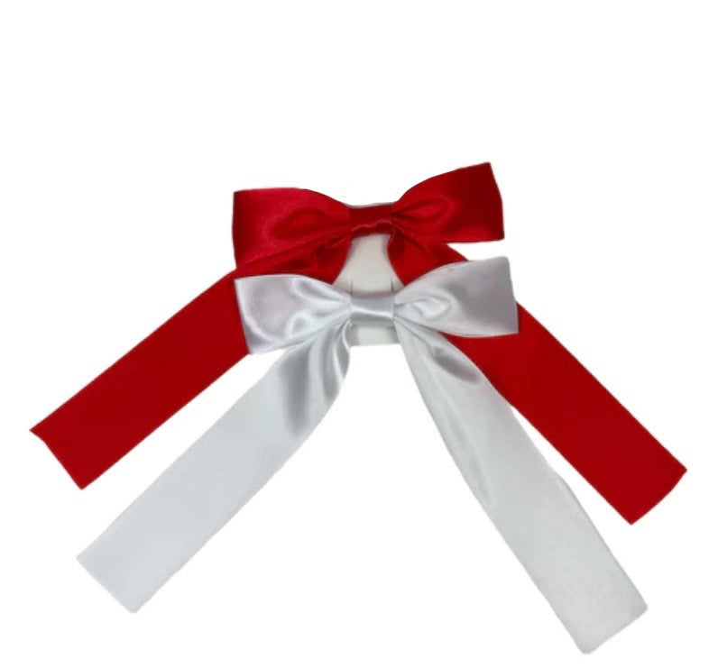 RED/WHITE DOUBLE SATIN BOW