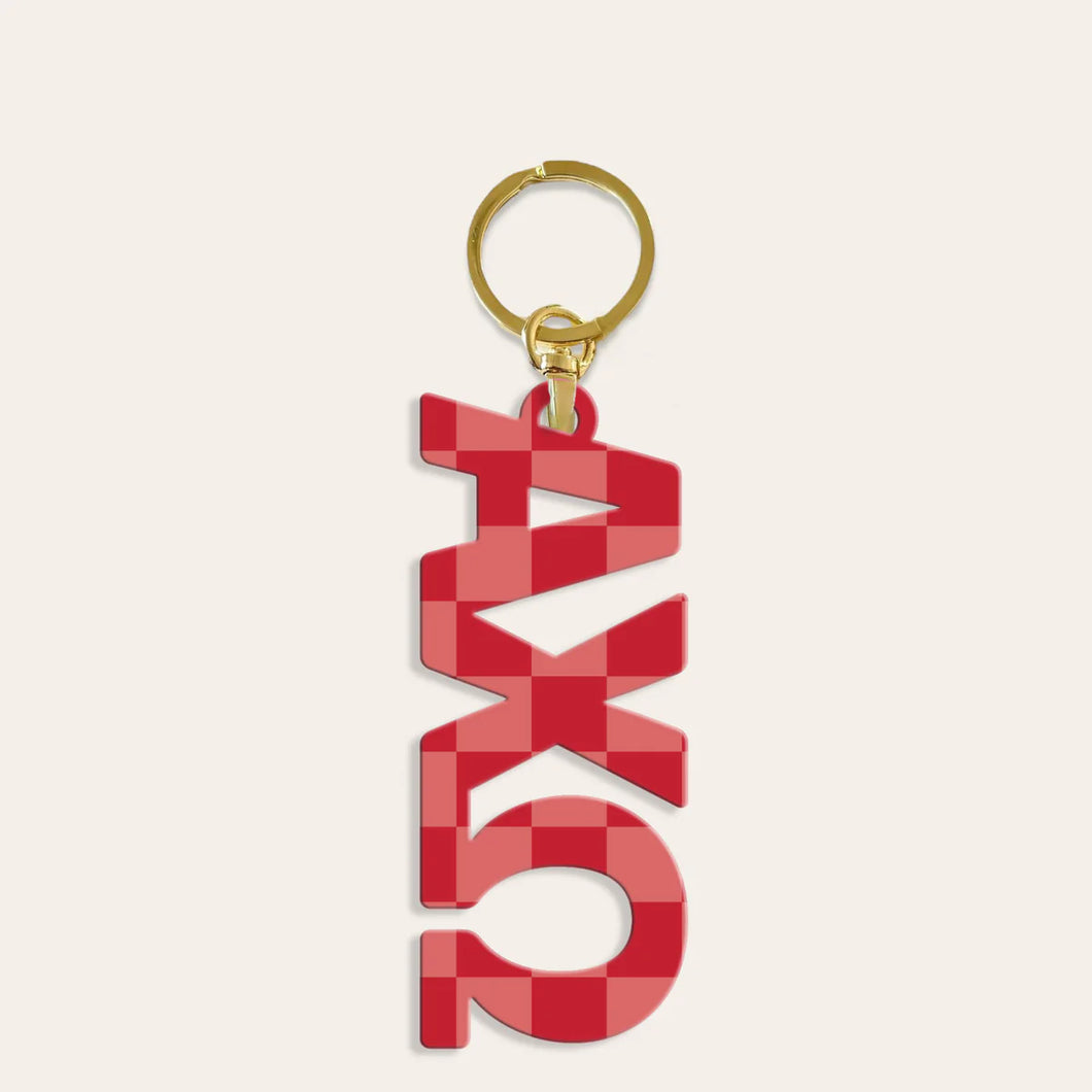 ALPHA CHI OMEGA CHECKERED KEYCHAIN