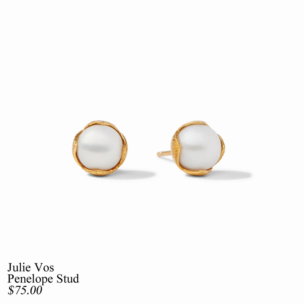 PENELOPE PETITE GOLD PEARL STUD EARRINGS