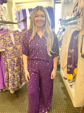 PURPLE & GOLD METALLIC STAR STAND COLLAR TOP