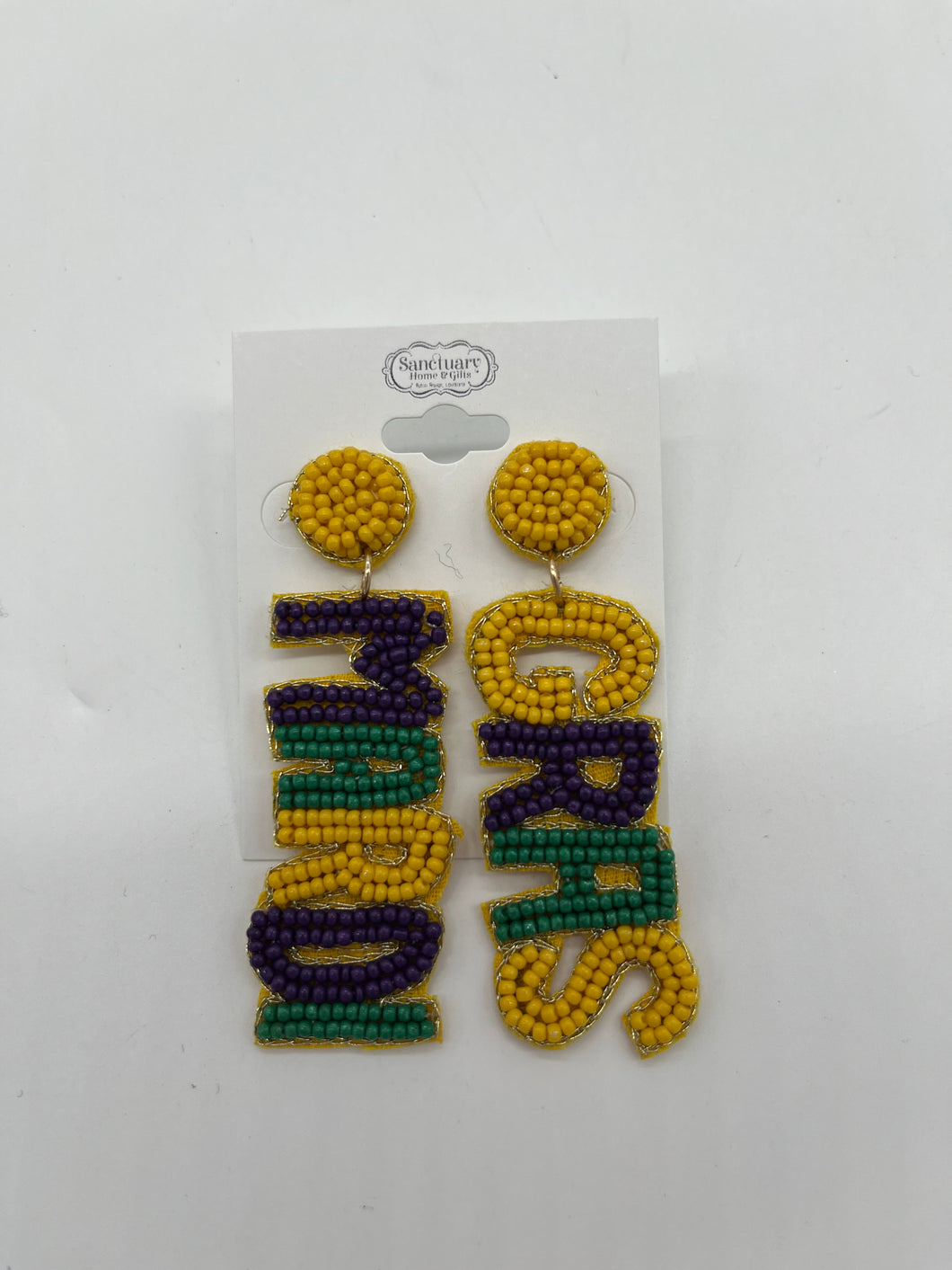 BEADED MARDI GRAS EARRINGS