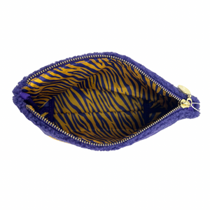 PHI MU PURPLE AND GOLD TEDDY POUCH COSMETIC