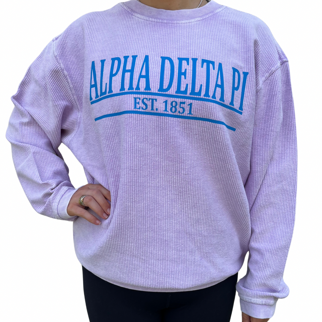 ALPHA DELTA PI ESTABLISHED CORD SHIRT