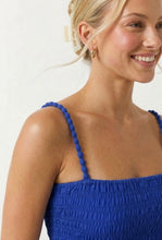 BLUE POM POM SMOCKING MAXI DRESS