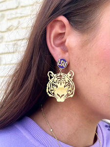 LSU TIGER FACE EARRINGS