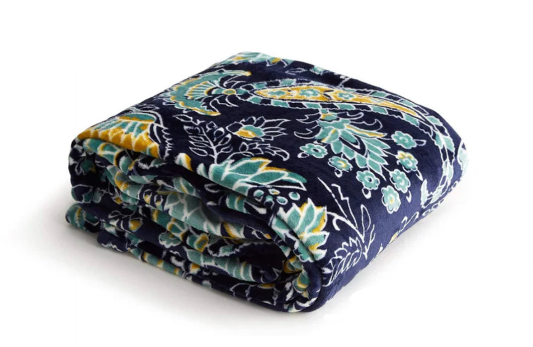 PLUSH THROW BLANKET GEMSTONE PAISLEY AQUA