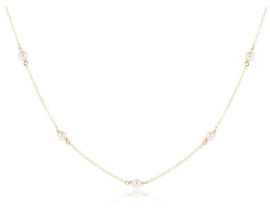 17IN CHOKER SIMPLICITY CHAIN GOLD 4MM PEARL