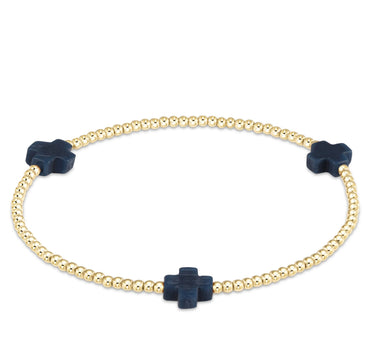 SIGNATURE CROSS GOLD PATTERN 2MM - NAVY