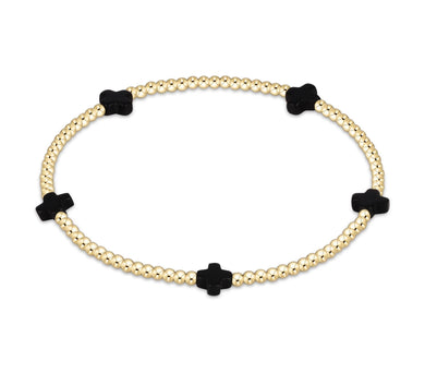 SIGNATURE CROSS SMALL GOLD PATTERN 2MM - ONYX