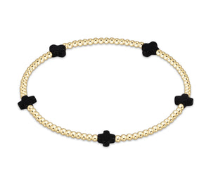 SIGNATURE CROSS SMALL GOLD PATTERN 2MM - ONYX