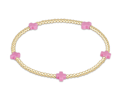 SIGNATURE CROSS SMALL GOLD PATTERN 2MM - BRIGHT PINK