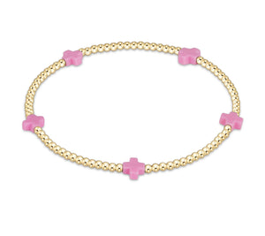 SIGNATURE CROSS SMALL GOLD PATTERN 2MM - BRIGHT PINK