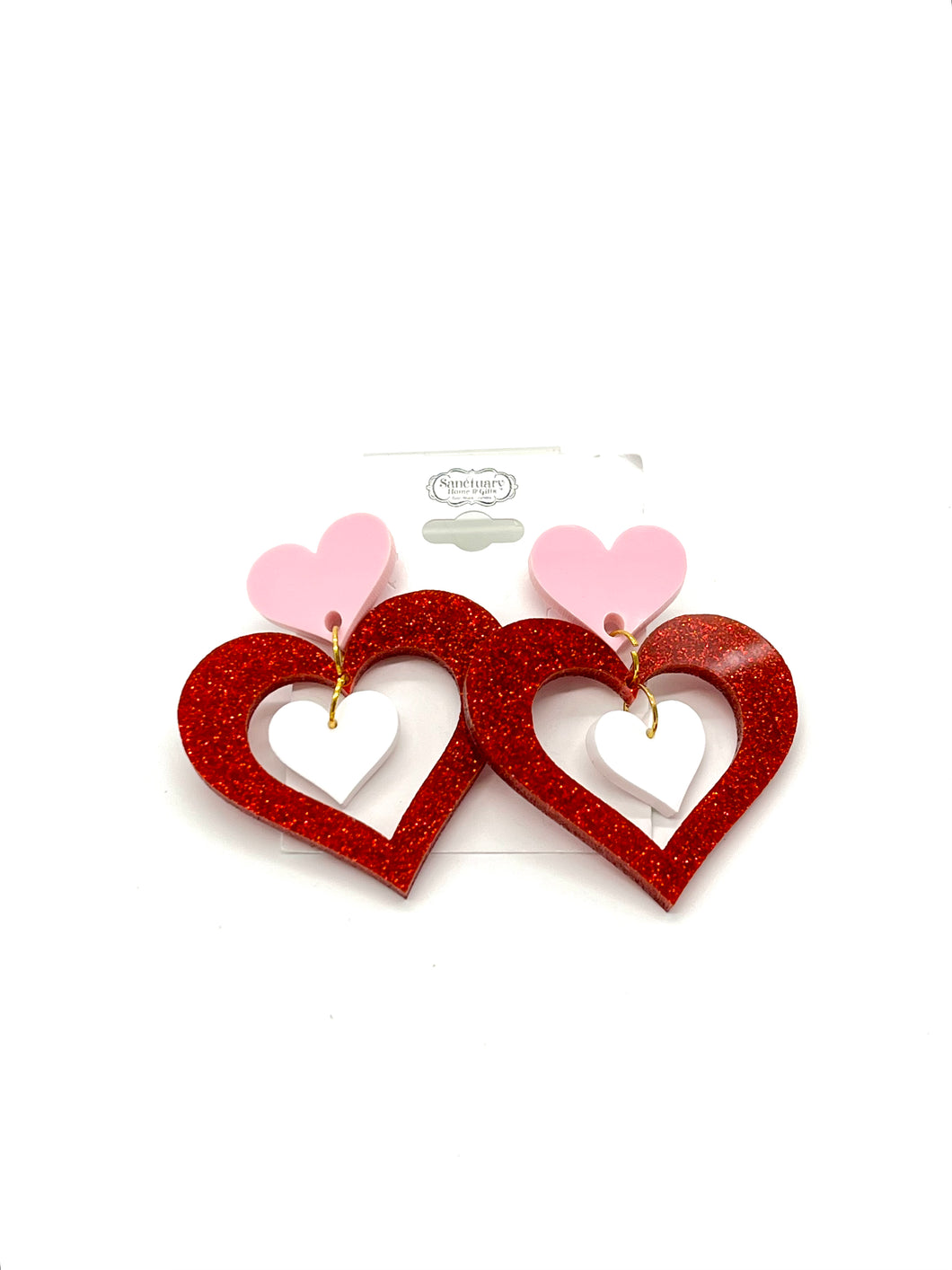 TRIPLE HEART DANGLE EARRING