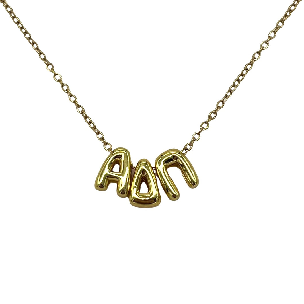 ALPHA DELTA PI BUBBLE LETTER NECKLACE