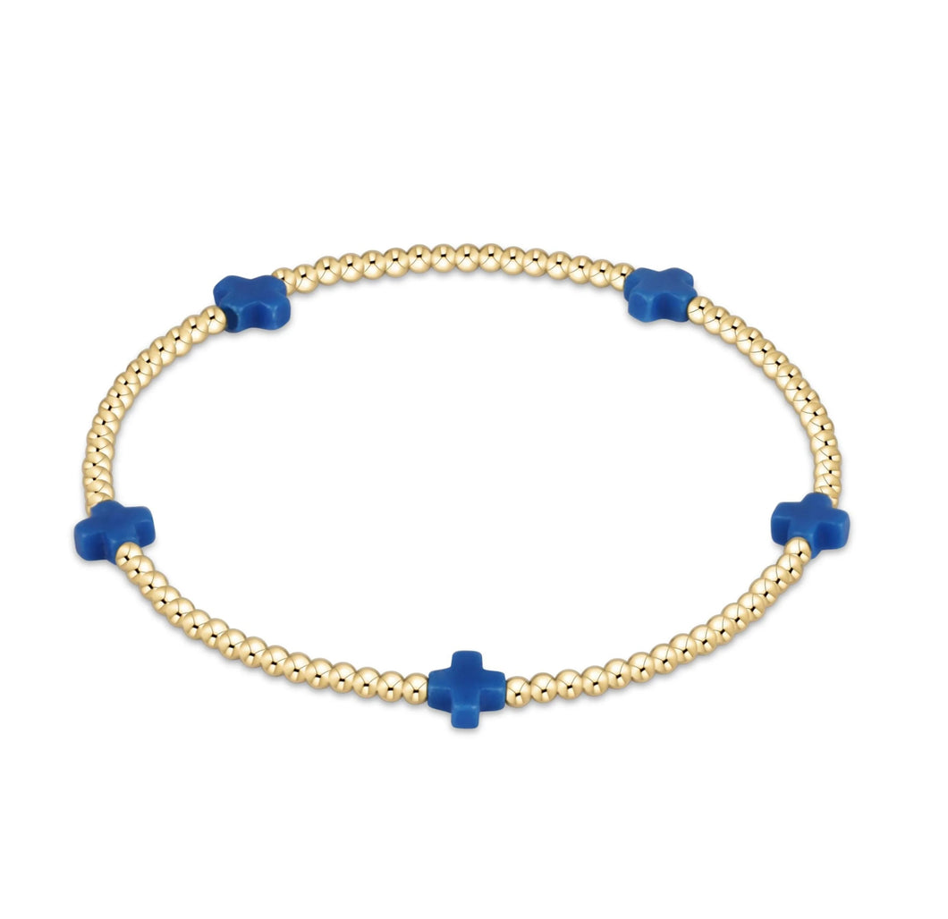 SIGNATURE CROSS SMALL GOLD PATTERN 2MM - COBALT