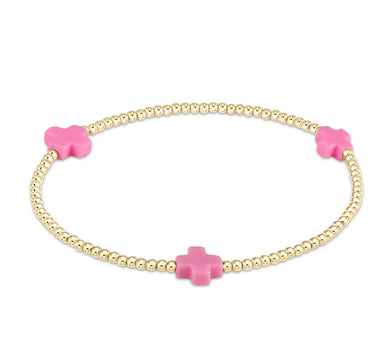 SIGNATURE CROSS GOLD PATTERN 2MM - BRIGHT PINK