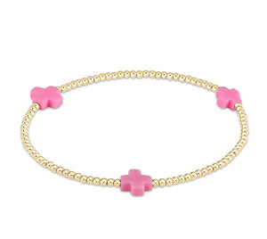 SIGNATURE CROSS GOLD PATTERN 2MM - BRIGHT PINK
