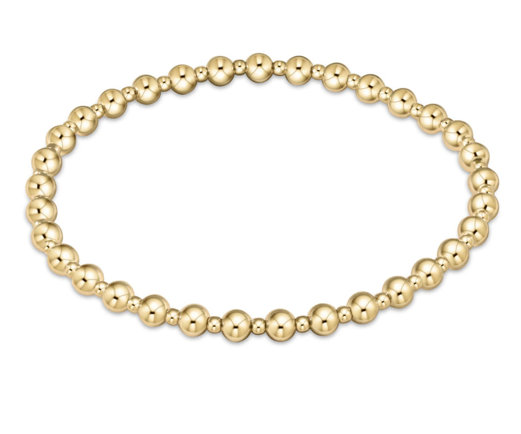 EXTENDS CLASSIC GRATEFUL PATTERN 4MM BEAD BRACELET GOLD