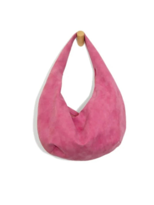 FUCHSIA BIANCA SOFT CRESCENT SHOULDER BAG