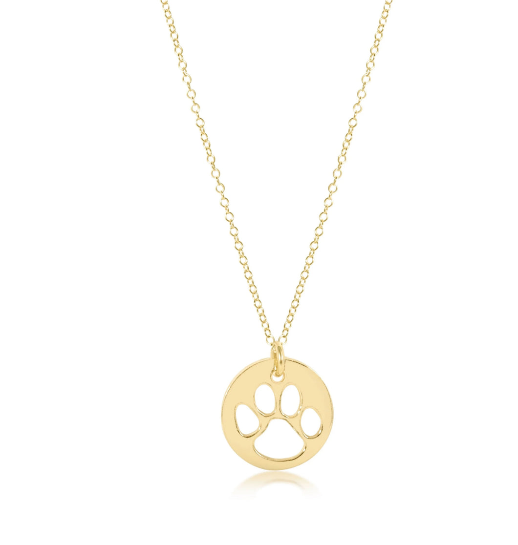 16IN NECKLACE GOLD PAW PRINT GOLD DISC