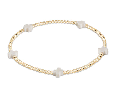 SIGNATURE CROSS SMALL GOLD PATTERN 2MM - OFF WHITE
