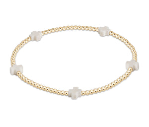 SIGNATURE CROSS SMALL GOLD PATTERN 2MM - OFF WHITE