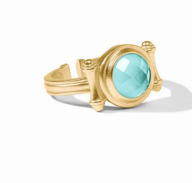 BAMBOO STONE RING IRIDESCENT BAHAMIAN BLUE