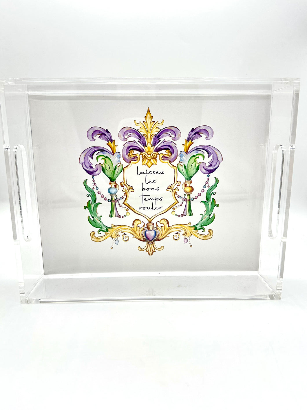 8X10 TRAY MARDI GRAS CREST LAISSEZ