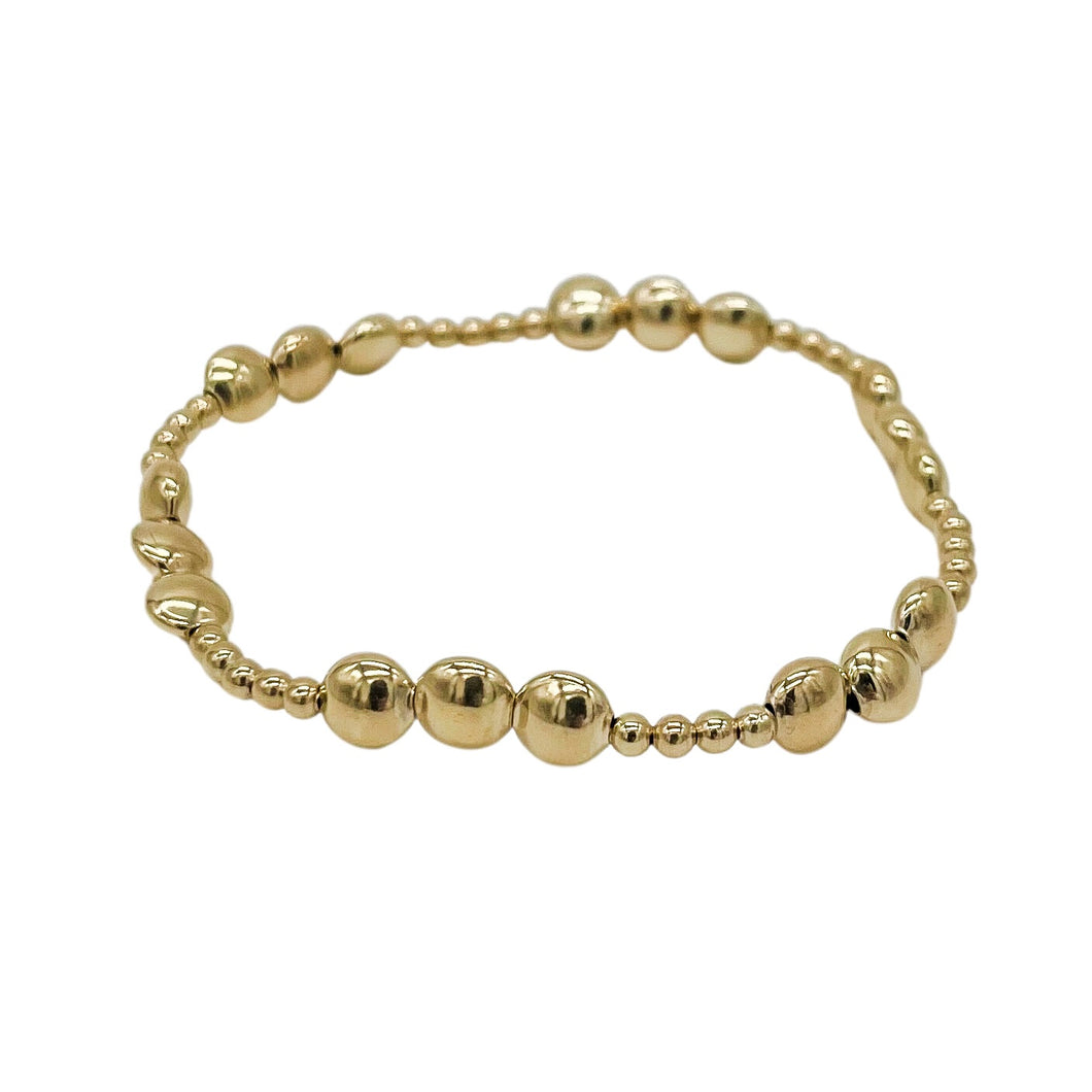 EXTENDS HONESTY JOY PATTERN 6MM BEAD BRACELET GOLD