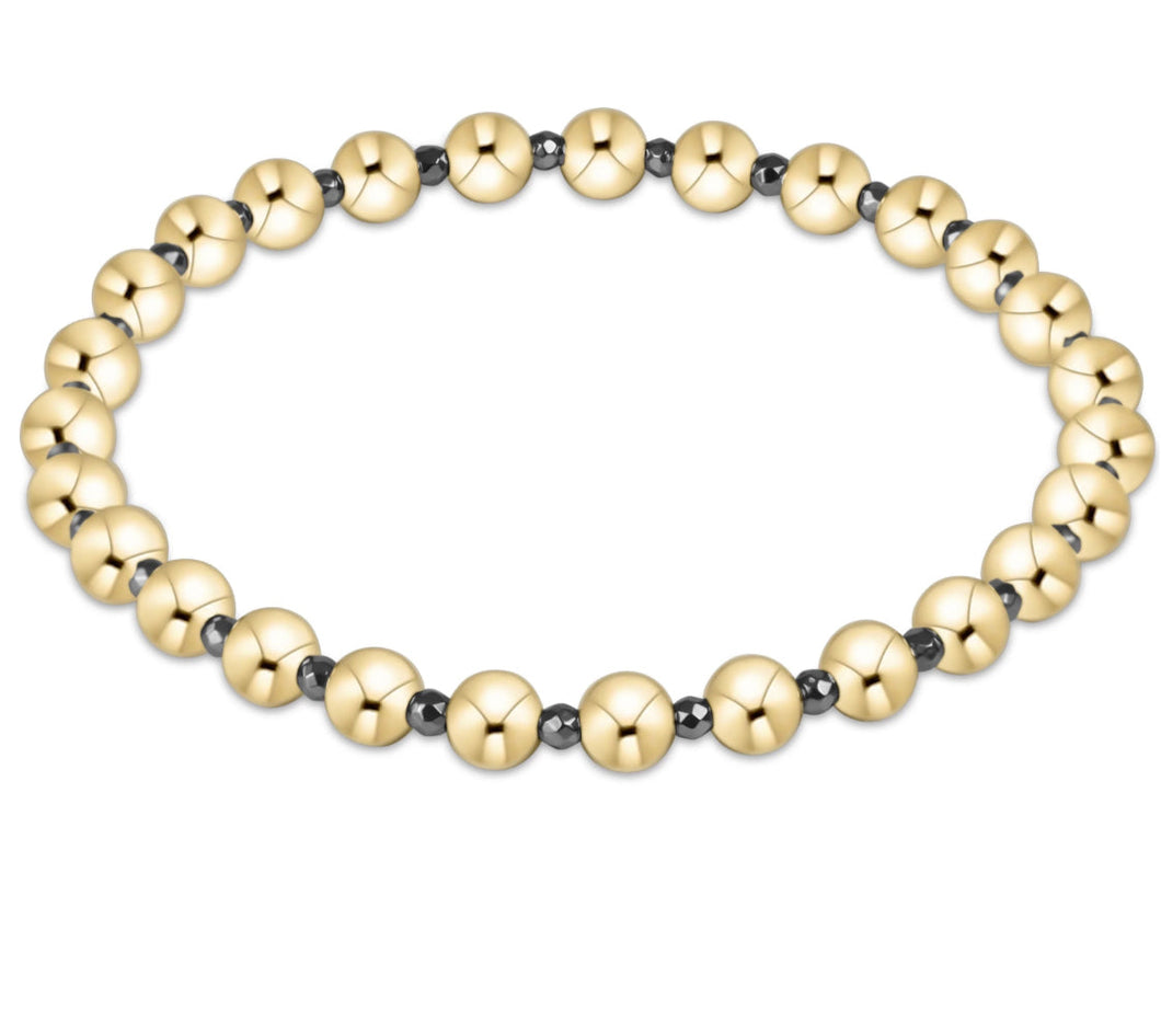 EXTENDS SILVER FACETED HEMATITE GRATEFUL PATTERN 5MM BEAD BRACELET