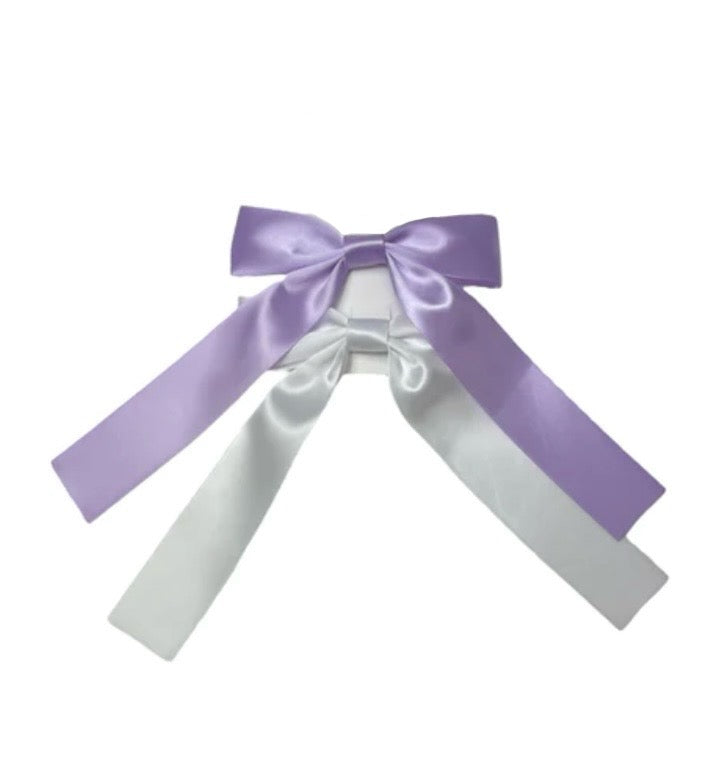 LAVENDER/WHITE DOUBLE SATIN BOW