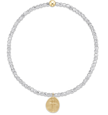 EXTENDS BRIGHT SILVER FACETED HEMATITE 2MM BEAD BRACELET INSPIRE SMALL GOLD CHARM