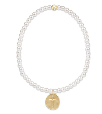 EXTENDS CLASSIC PEARL 3MM BRACELET INSPIRE SMALL GOLD CHARM