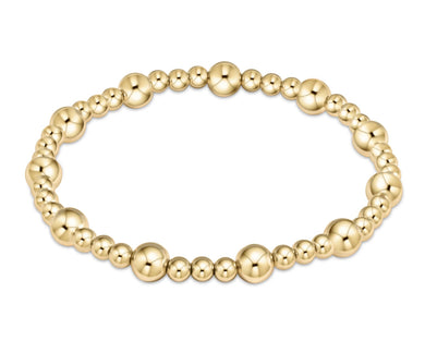 CLASSIC SINCERITY PATTERN 6MM BEAD BRACELET GOLD