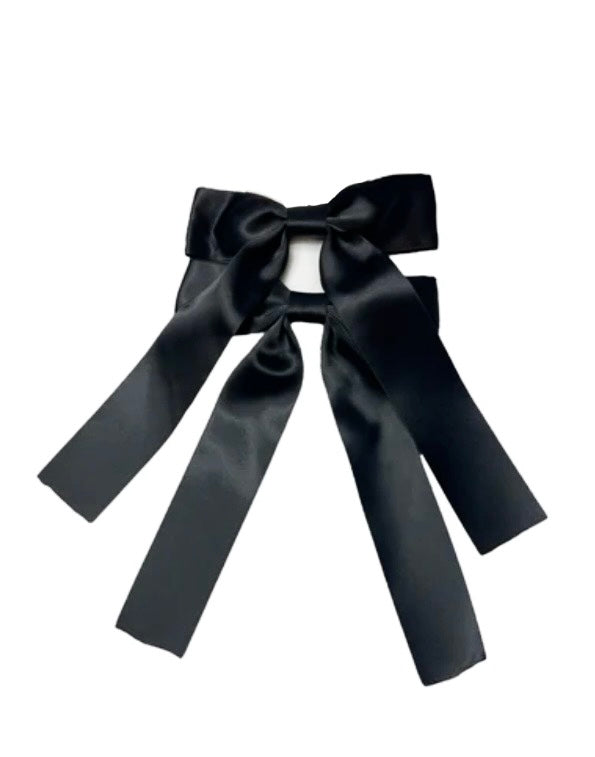 BLACK/BLACK DOUBLE SATIN BOW