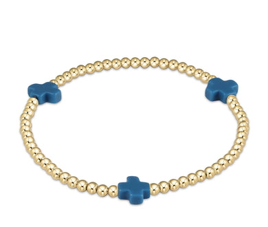 SIGNATURE CROSS GOLD PATTERN 3MM - COBALT