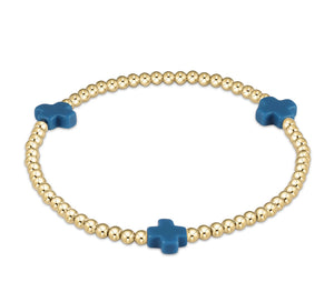 SIGNATURE CROSS GOLD PATTERN 3MM - COBALT