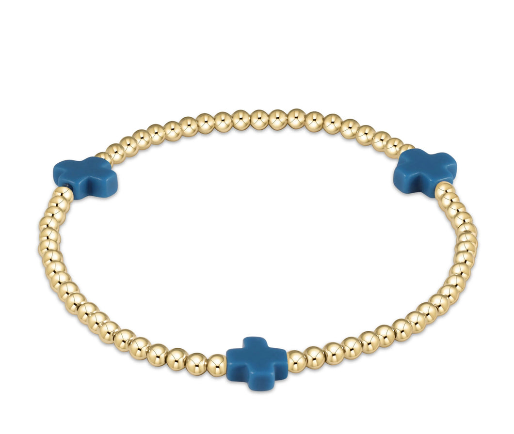 SIGNATURE CROSS GOLD PATTERN 3MM - COBALT
