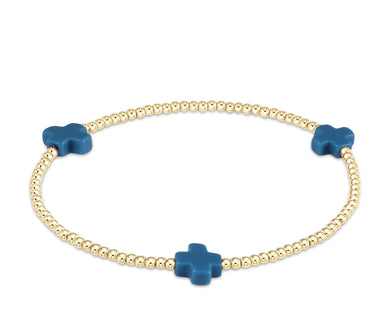 SIGNATURE CROSS GOLD PATTERN 2MM - COBALT