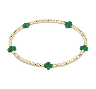 SIGNATURE CROSS SMALL GOLD PATTERN 2MM - EMERALD