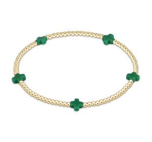 SIGNATURE CROSS SMALL GOLD PATTERN 2MM - EMERALD