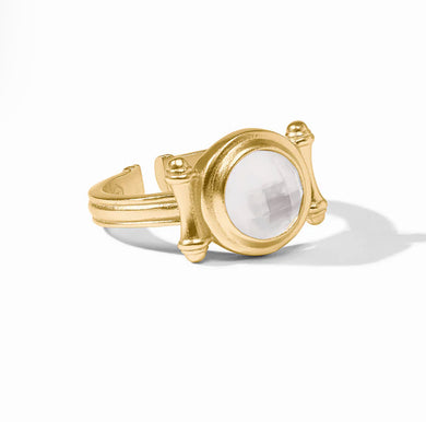 BAMBOO STONE RING IRIDESCENT CLEAR CRYSTAL