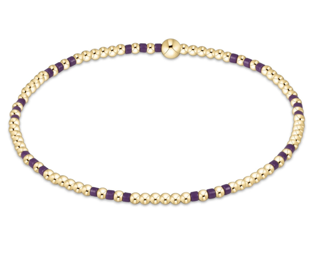 GAMEDAY HOPE JOY PATTERN 2MM BEAD BRACELET DEEP PURPLE