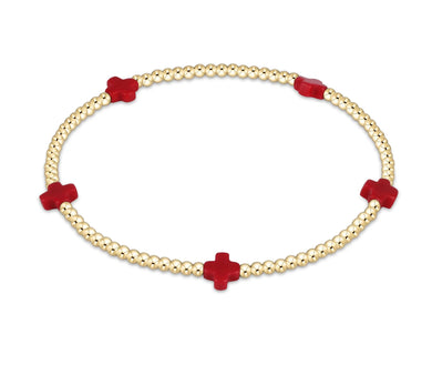 SIGNATURE CROSS SMALL GOLD PATTERN 2MM - RED