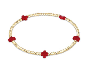 SIGNATURE CROSS SMALL GOLD PATTERN 2MM - RED