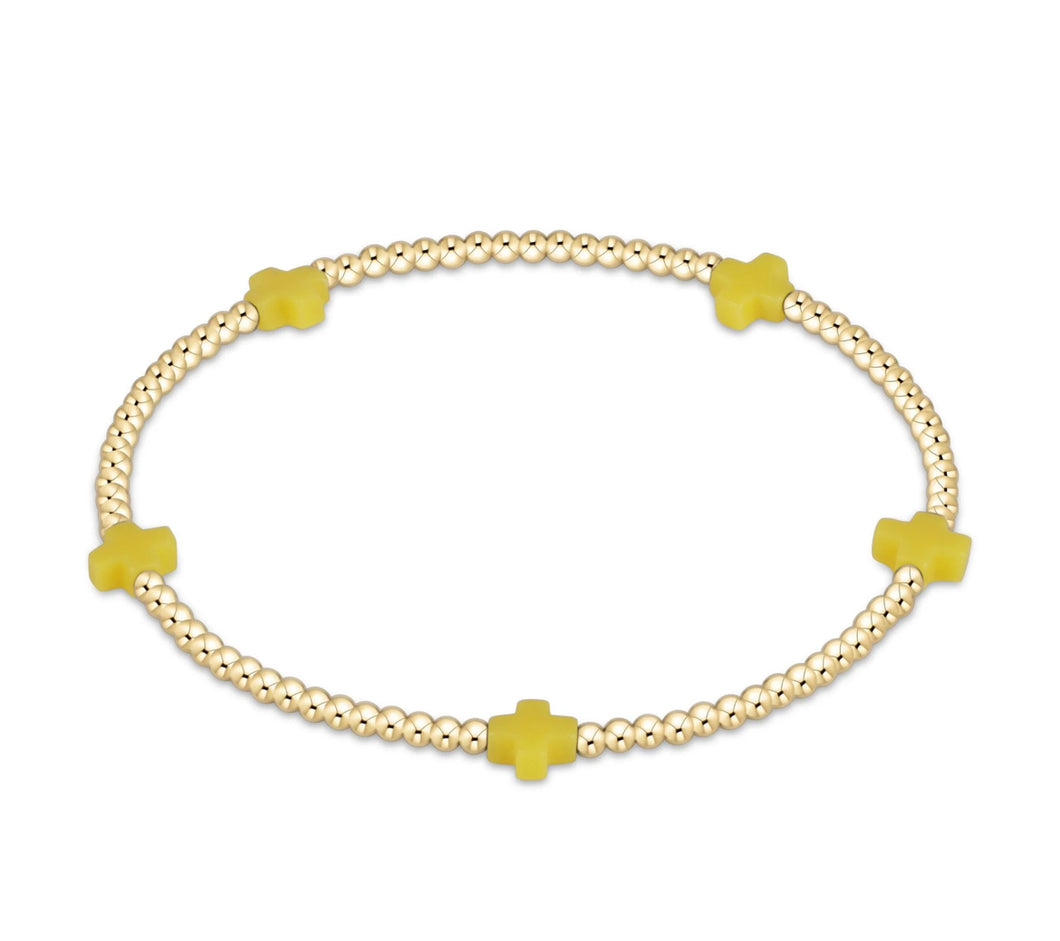 SIGNATURE CROSS SMALL GOLD PATTERN 2MM - CANARY