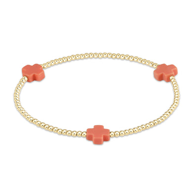 SIGNATURE CROSS GOLD PATTERN 2MM - CORAL
